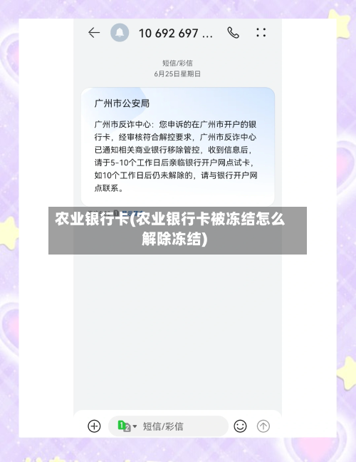 农业银行卡(农业银行卡被冻结怎么解除冻结)
